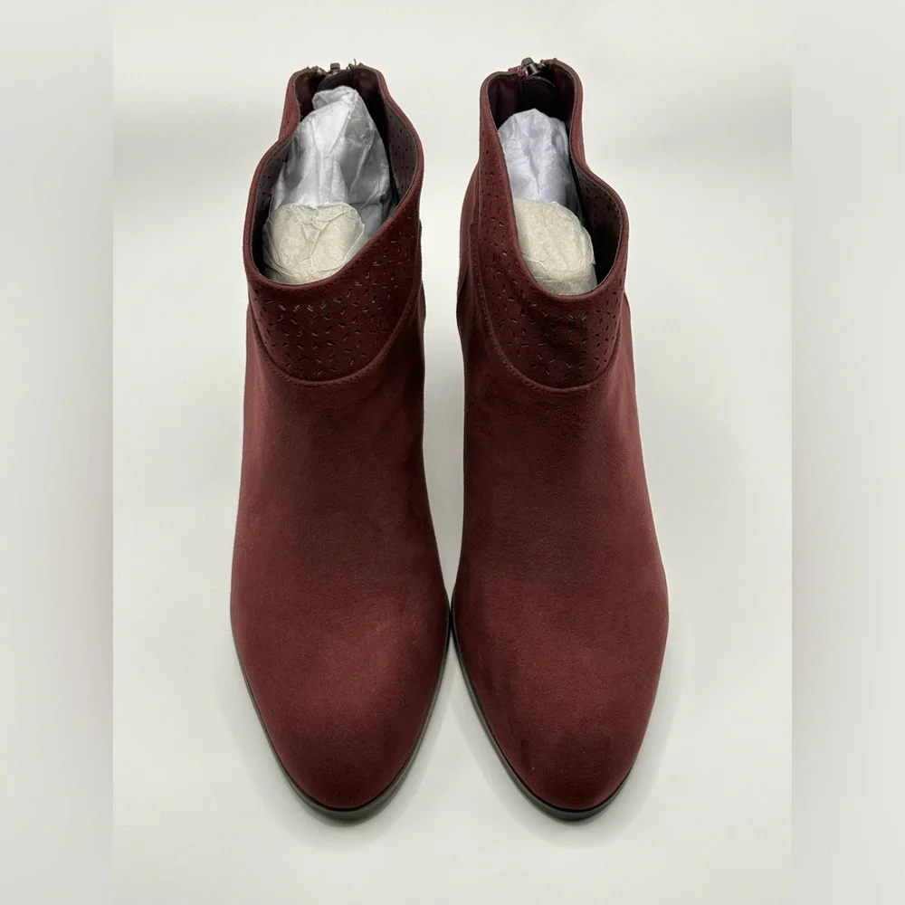 Violet & Red Jackson Lazer Cut Topline Bootie Burgundy 8M - Picture 5 of 9